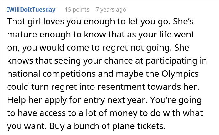 Comment highlighting parents refusing to let their son jeopardize his future due to teenage love decisions.