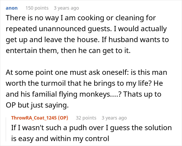 Screenshot of an online forum discussing a woman moving with family to run away from in-laws and the husband’s planned response. Screenshot of an online forum discussing a woman moving with family to run away from in-laws and the husband’s planned response.