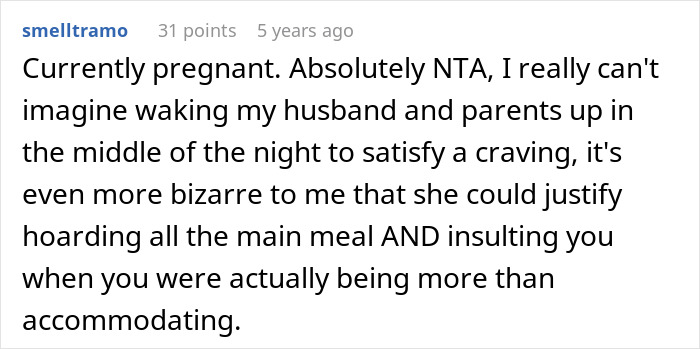 Comment from a currently pregnant wife sharing feelings about husband&rsquo;s actions after a cruel comment causing hurt.