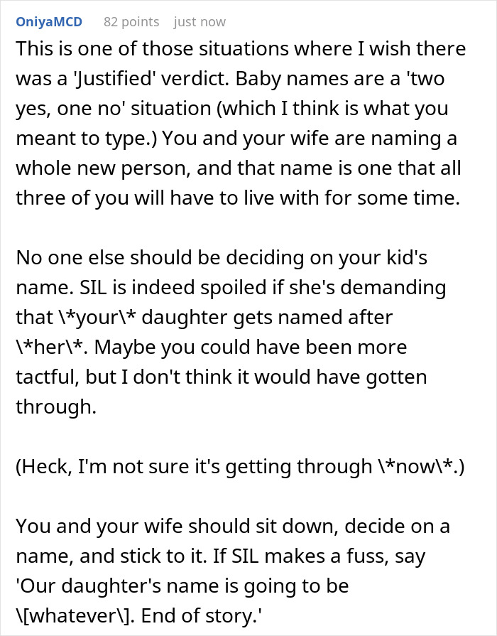 Spoiled Aunt Wants Niece To Be Named After Her, Raises Hell After BIL Says No Way And Snubs Her