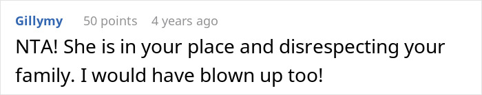 Comment saying someone is rude and disrespectful in a SIL baby rude relationship, expressing frustration and support.