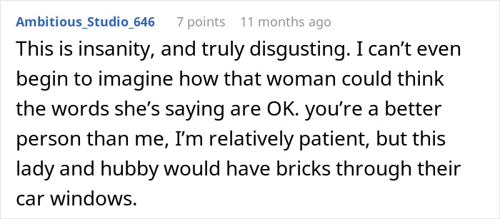 Screenshot of a forum comment reacting to a woman sleeping with a married man and sending wild texts to his wife.