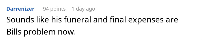 Comment on social media post expressing frustration about husband lying about inheritance and leaving wife who cares for him with nothing.