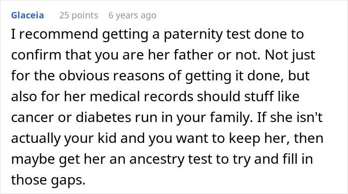 Comment about confirming paternity and medical history, discussing single man’s life changing after child services call. Comment about confirming paternity and medical history, discussing single man’s life changing after child services call.