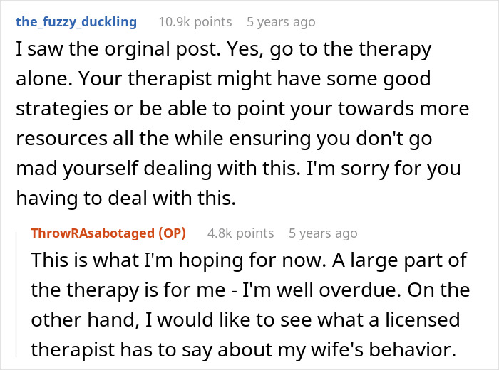 Reddit user discusses therapy and coping with toxic wife ruthlessly humiliating teacher husband on Zoom in front of students.