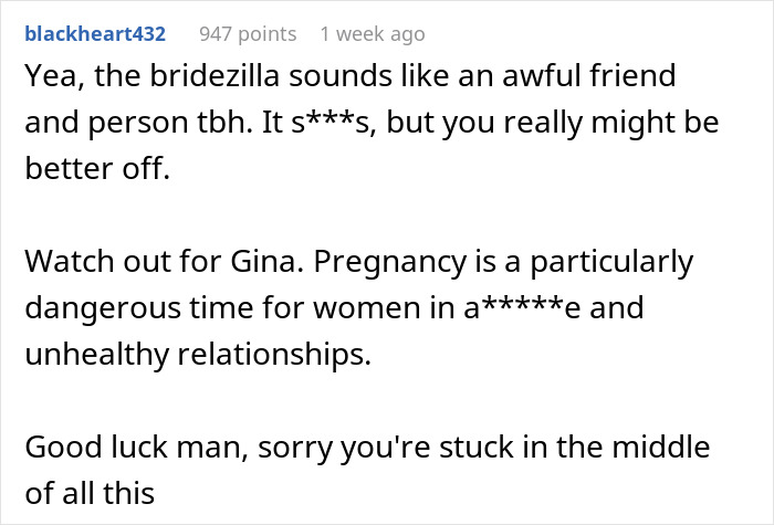 Reddit comment discussing a bride&rsquo;s obsession with control costing her two close friendships before the wedding.