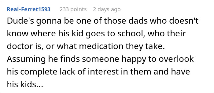 Screenshot of Reddit comment discussing a dad&rsquo;s lack of interest, related to GF kept notes on his favorite foods.