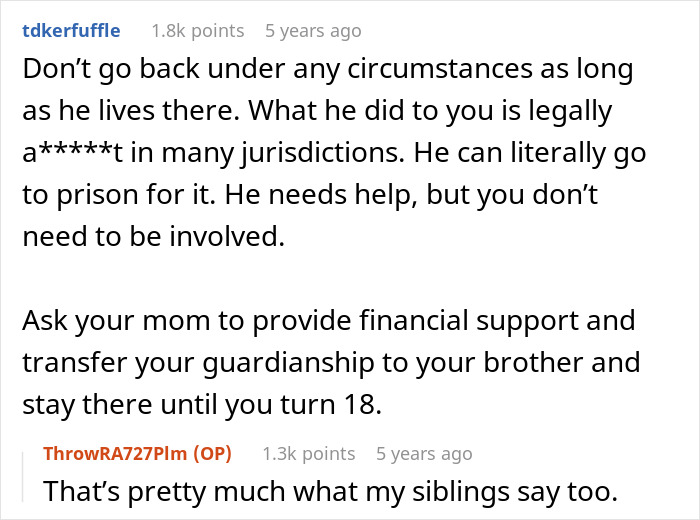 Reddit conversation about creepy teen cutting step-sister's hair and parents dismissing the incident as no big deal.