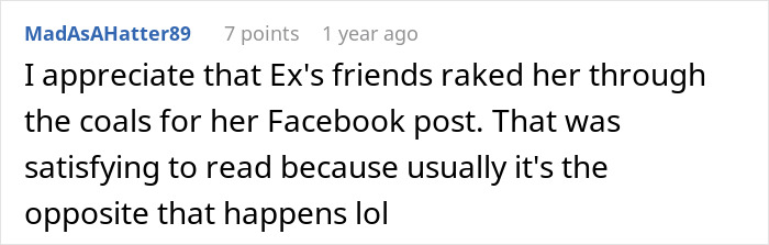 Comment on Reddit post appreciating support for Facebook post, discussing lazy BIL and one-arm vegetable cutting issue.