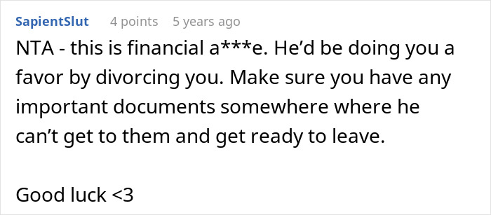 &ldquo;I Am Beyond Devastated&rdquo;: SAHM Finds Out Husband Is Keeping Money From Her, Then Gets Asked For Divorce
