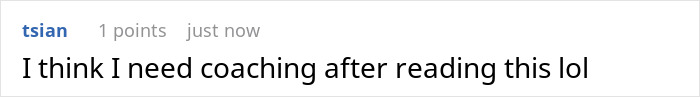 Screenshot of an online comment expressing need for coaching after reading about work-life balance and a cynic boss lesson.