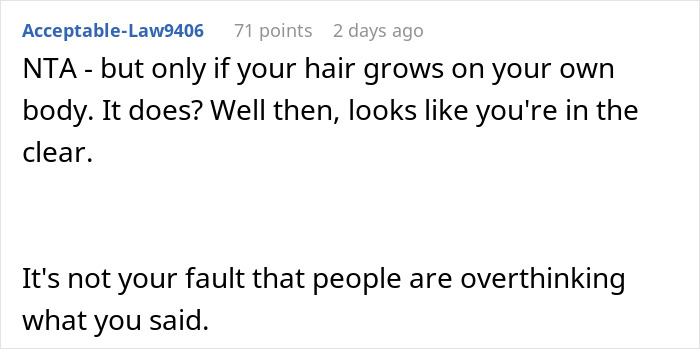 Screenshot of a Reddit comment discussing hair growth after buzzing hair post friend&rsquo;s wedding.