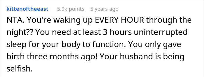 New Mom Finally Gets Real Sleep After Dumping The Husband Who Thought Three Hours Of Childcare Was Too Much
