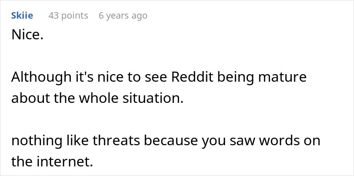 Comment text discussing Reddit's mature response to a man cheating on girlfriend with her sister situation. Comment text discussing Reddit's mature response to a man cheating on girlfriend with her sister situation.