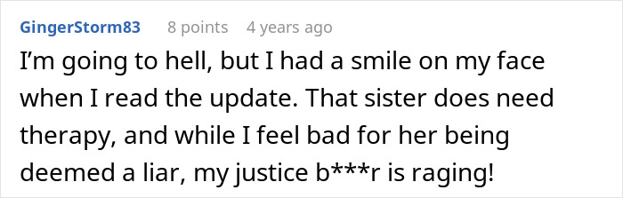 Screenshot of an online comment discussing a sister demanding her brother dump his secret boyfriend so she can date him.