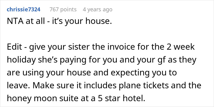 Online comment about bride uninvited to wedding and harsh reality of expecting to spend honeymoon at sibling’s house. Online comment about bride uninvited to wedding and harsh reality of expecting to spend honeymoon at sibling’s house.