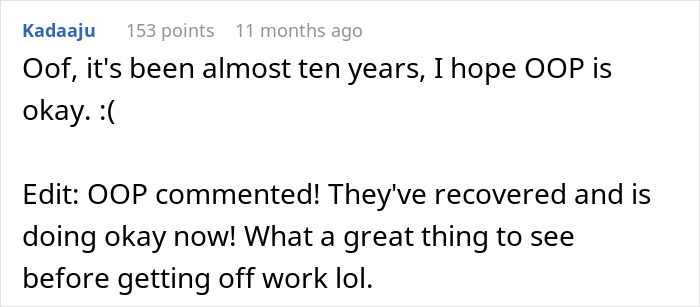 Screenshot of an online comment expressing hope for recovery after a 22-year-old experienced hallucinations and ER visit.