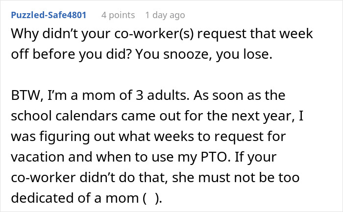 &ldquo;Must Be Nice&rdquo;: Coworkers Make Snarky Comments When Childfree Woman Refuses To Sacrifice Her PTO