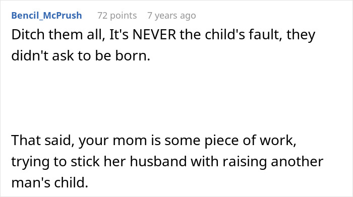 Screenshot of a Reddit comment discussing mixed paternity results and a man wanting to reconnect with the wrong son.