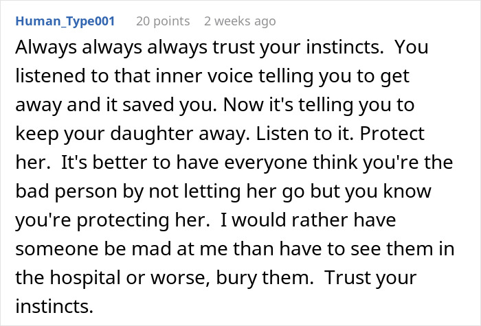 Alt text: Woman has horrible feeling about brother-in-law refusing to let daughter near him to protect her safety and wellbeing Alt text: Woman has horrible feeling about brother-in-law refusing to let daughter near him to protect her safety and wellbeing