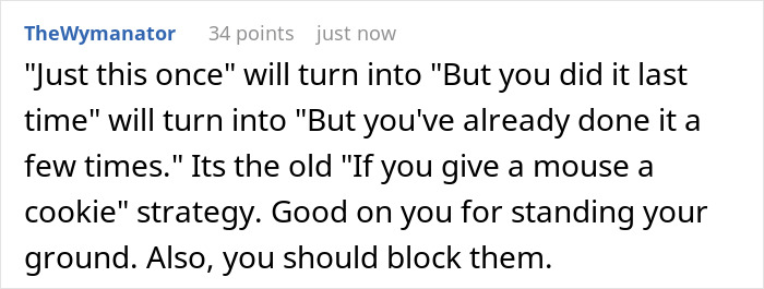 Commenter advises blocking harassment after woman&rsquo;s breakup forces her to watch ex&rsquo;s nephew against her will.