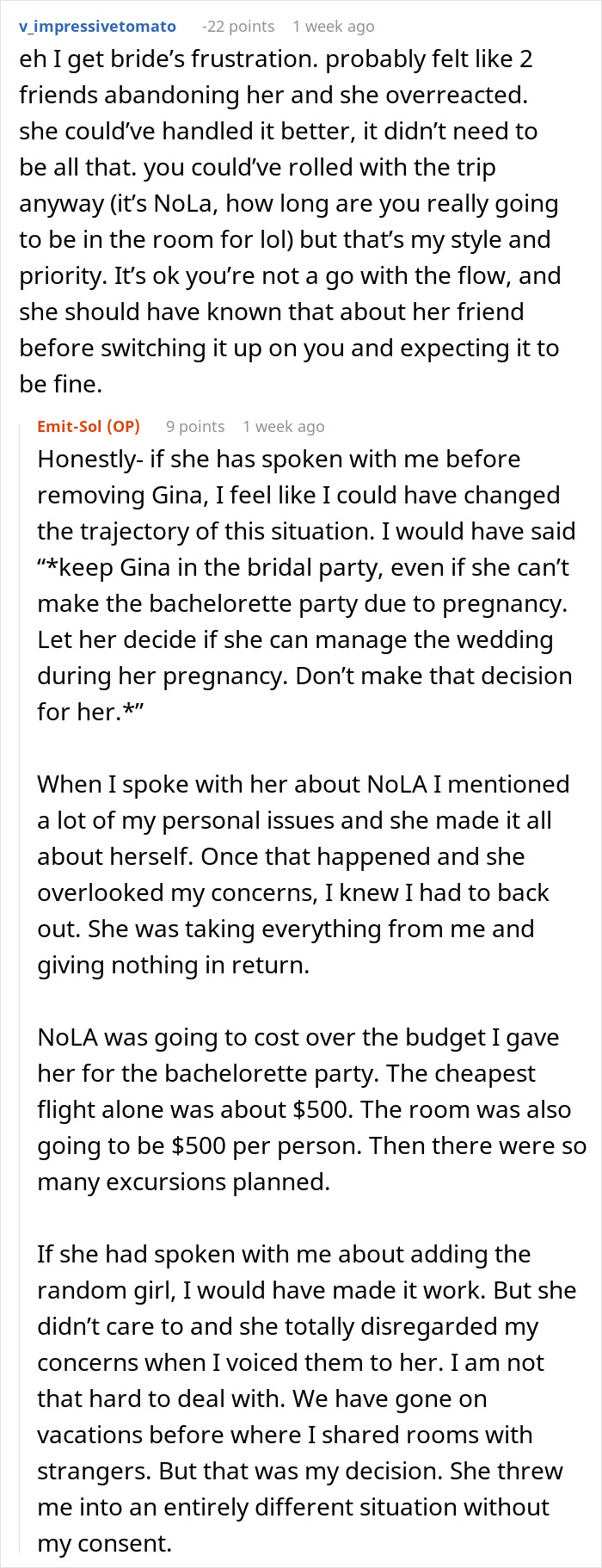 Online discussion about bride&rsquo;s obsession with control causing tension and loss of two close friendships before the wedding.
