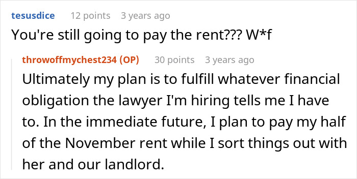 Text conversation about paying rent despite relationship issues, reflecting conflict and financial responsibility.