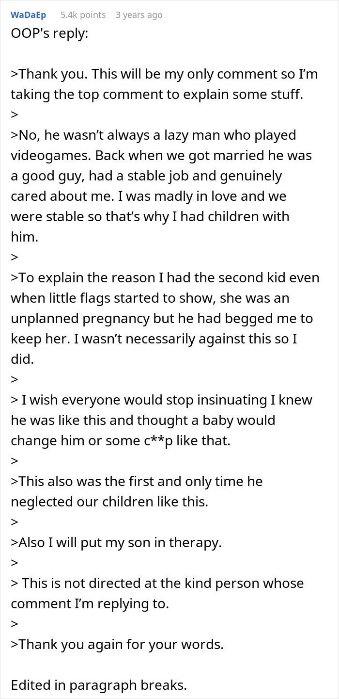Mom comes back from 10-hour shift to baby screaming, son panicking, messy house, while husband is asleep.