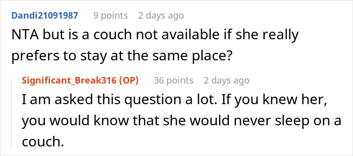 Screenshot of an online discussion showing a woman furious as her friends refuse to share a room during vacation plans.