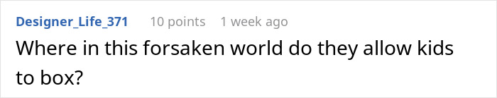 Comment on social media post questioning where children are allowed to box, highlighting the uncertain boxing match involving nephew and family tension.