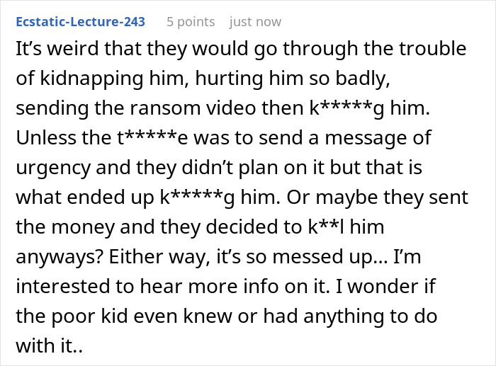 Screenshot of a forum comment discussing a disturbing update related to a horrific discovery linked to Bali crime.