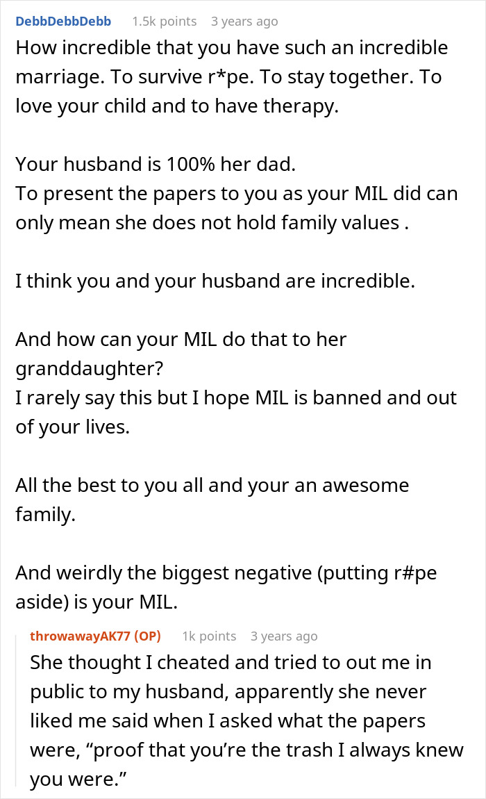 Comments discussing a MIL secretly DNA testing grandkid, causing family conflict and backlash against the MIL.