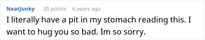 User comment expressing deep sympathy and emotional support after reading about a woman&rsquo;s difficult relationship experience.