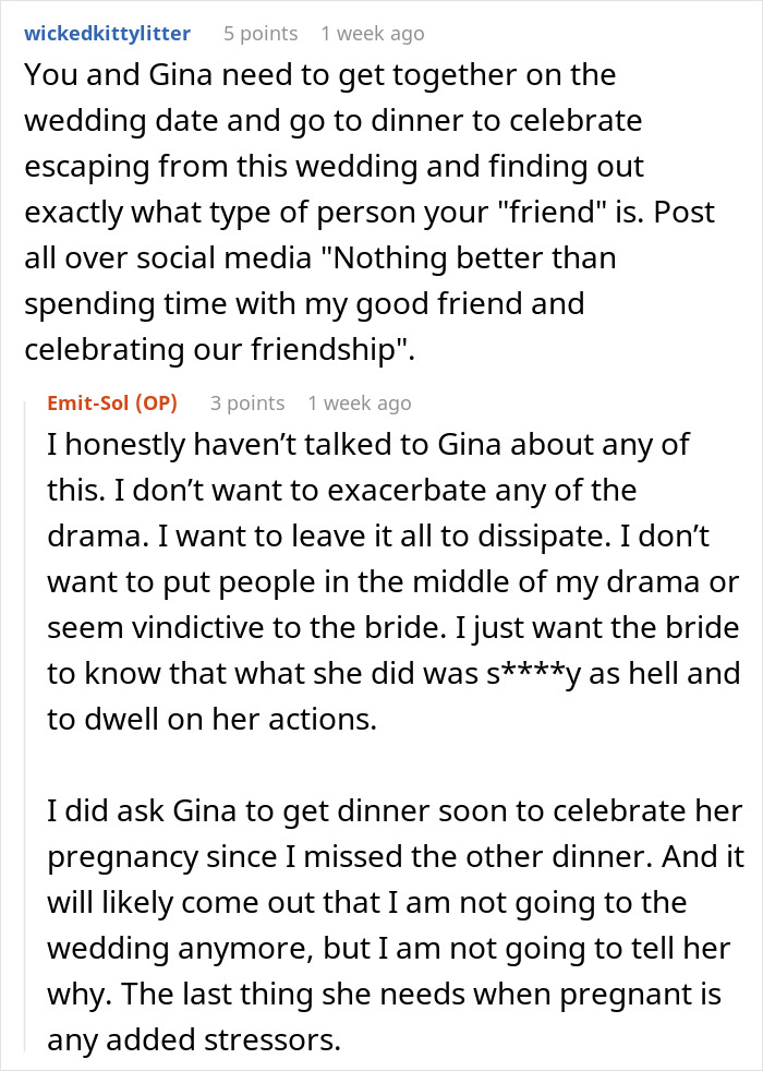 Reddit conversation about a bride&rsquo;s obsession with control harming two close friendships before the wedding.