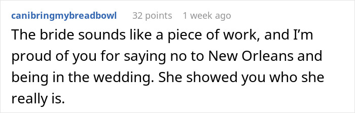 Screenshot of a Reddit comment discussing the bride&rsquo;s obsession with control affecting her close friendships before the wedding.