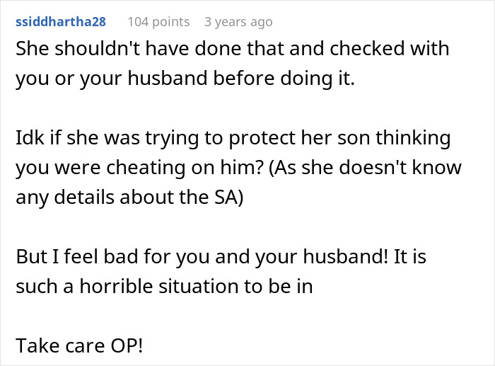 Comment about MIL secretly DNA testing grandkid causing family conflict and trust issues among relatives online.