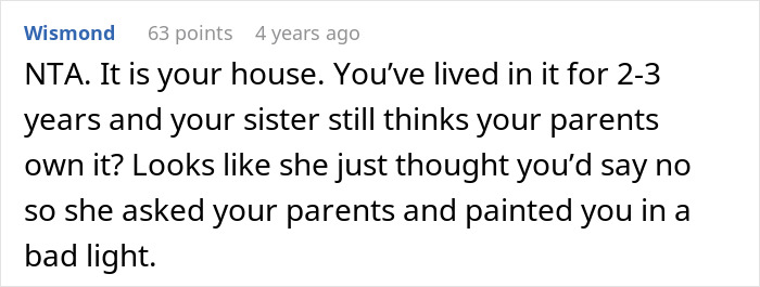 Comment explaining the conflict about spending the honeymoon at sibling’s house, highlighting the bride's harsh reality check. Comment explaining the conflict about spending the honeymoon at sibling’s house, highlighting the bride's harsh reality check.