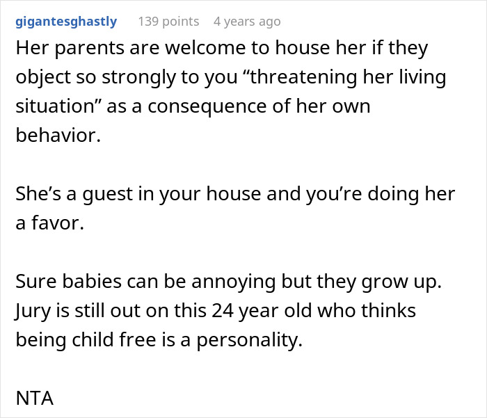 Screenshot of an online discussion about a rude relationship involving sil, baby, and household living situation concerns.