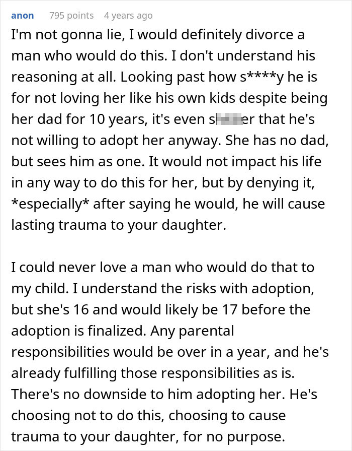 Man Refuses To Adopt Stepdaughter After Raising Her For 10 Years, Breaks Her Heart