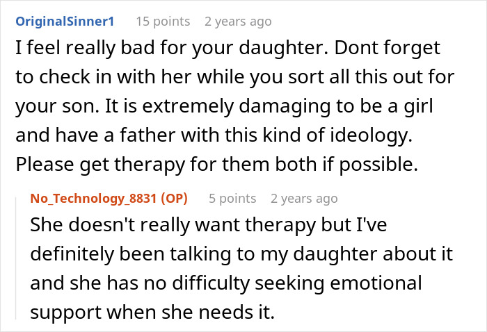 Reddit post discussing emotional impact on daughter amid divorce and using their son in ongoing conflict after cheating.