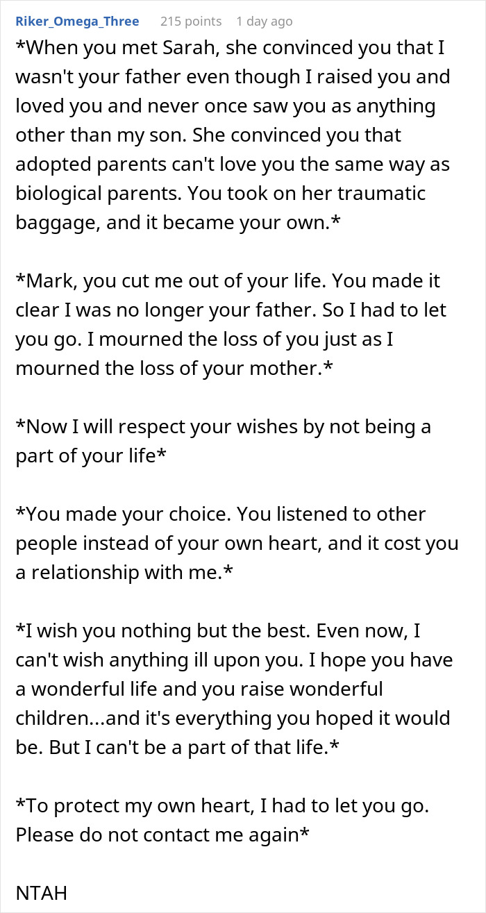 Man Loses Wife And His Adoptive Son Cuts Him Off, Only To Come Back Begging For Money