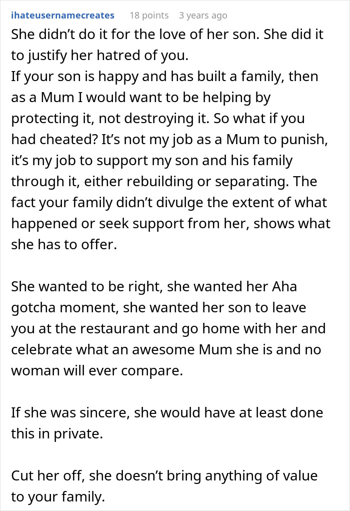 Comment explaining a mother-in-law secretly DNA testing grandkid, leading to conflict and family tension.