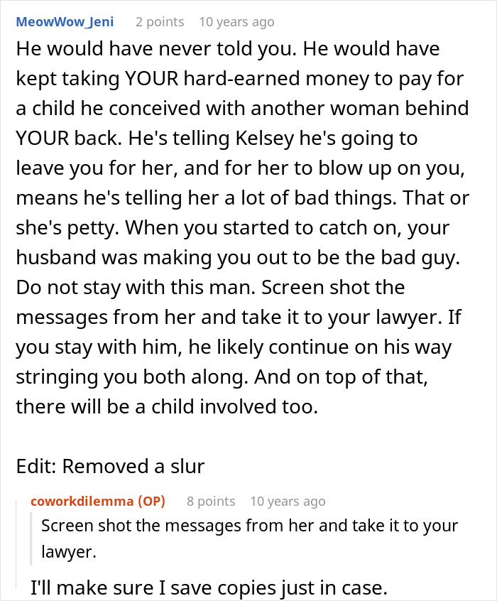 Man reveals truth behind caring for pregnant coworker as wife discovers mistake and real reason for good deed.