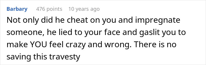 Comment discussing a man lying and gaslighting his pregnant coworker, highlighting betrayal and emotional a***e.