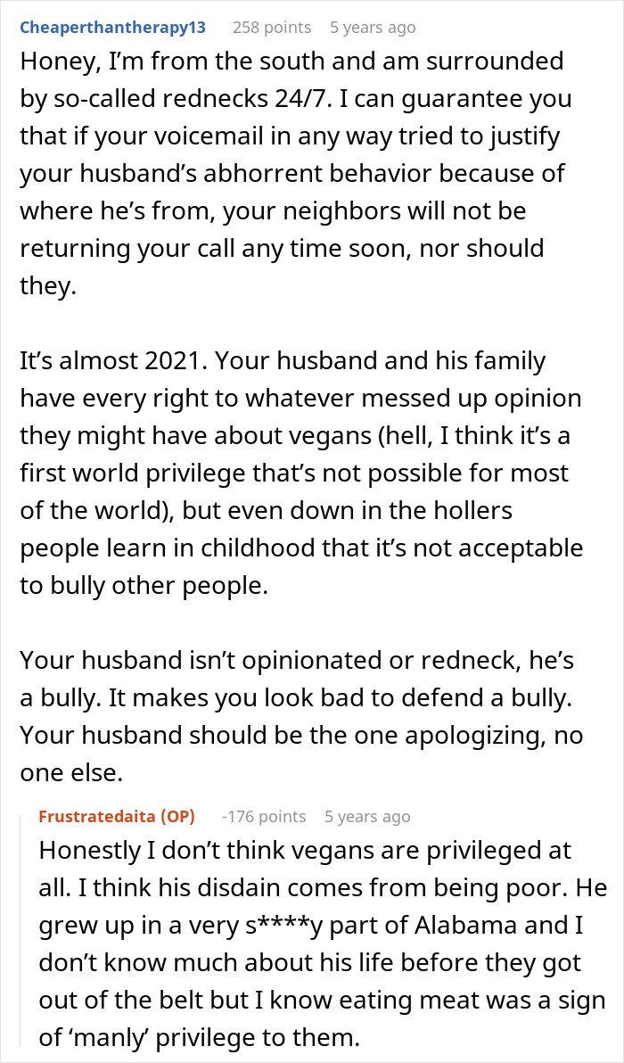 Reddit user discusses vegan-hating husband's bullying behavior and its impact on daughter's friendship and family dynamics.