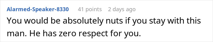 Comment expressing concern over husband approving family&rsquo;s long stay without consulting his wife, showing hurt and disrespect.