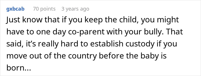 Screenshot of an online comment discussing custody challenges after accidentally uncovering husband&rsquo;s affair.