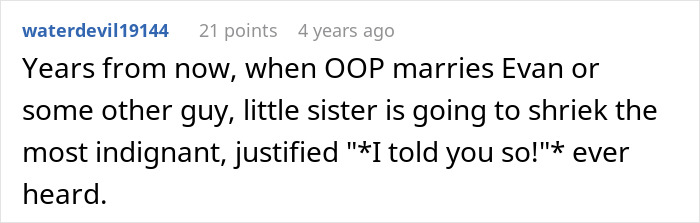 Screenshot of a Reddit comment discussing a guy&rsquo;s sister catching him with his secret boyfriend and her reaction.