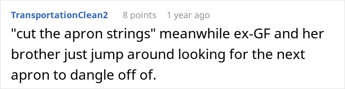 Comment discussing frustration over lazy brother-in-law unable to accept guy with one arm not using a knife to cut vegetables.