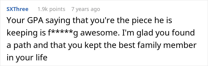 Screenshot of an online comment praising someone for recognizing the value of their family after a DNA lab paternity mix-up.
